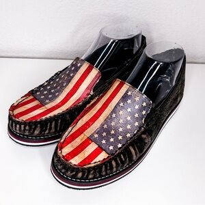 Roper American Flag Americana Distressed Slip On Leather Sneakers‎ Size 7.5